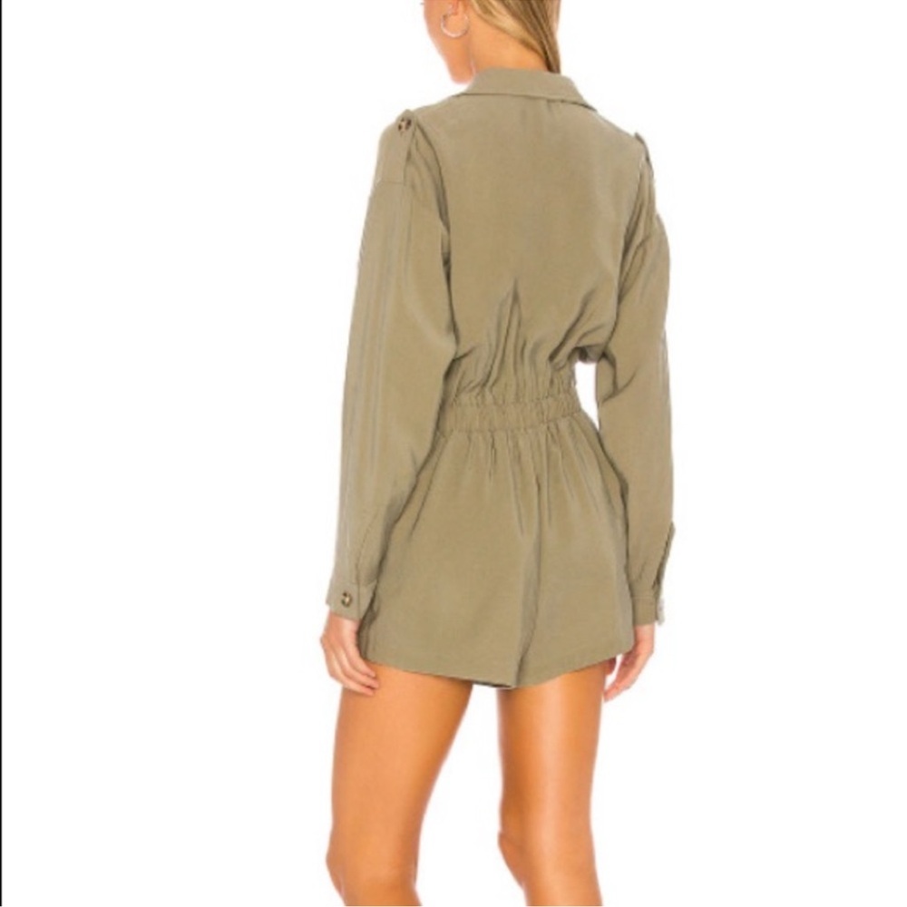 L'Academie Dylan Romper Olive Button Front Long Sleeve Pockets Sz S Streetwear - Picture 2 of 13
